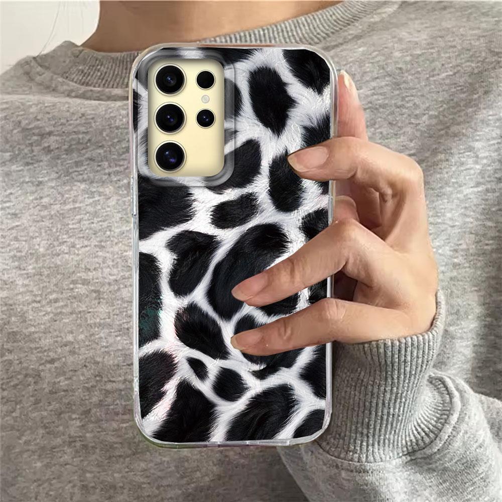Gold Leopard Fashion INS Women Gilrs Phone Case for Samsung Galaxy S25 S24 S23 S22 S21 S20 FE Plus Ultra Shell Silicone Cover