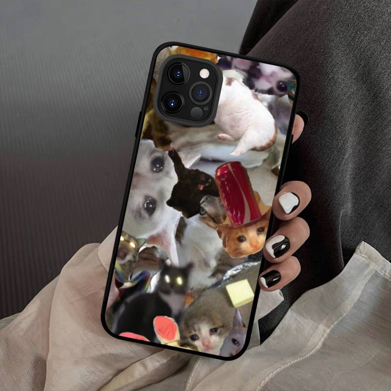 

Мягкий силиконовый чехол для телефона Crying Cat Memes для iphone 14 13 12 11 Pro Mini XS MAX 8 7 6 Plus X XS XR iphone 6 or 6s