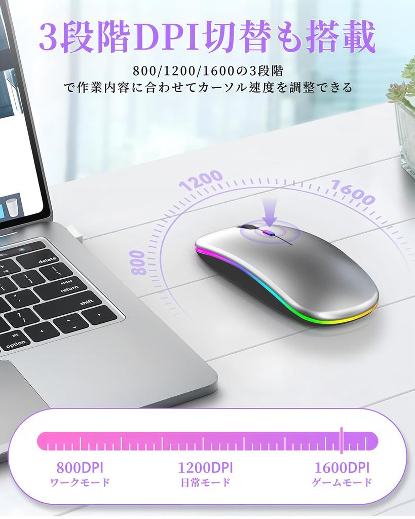 Mucuru 2025 Wireless Bluetooth DPI Instant High Easy Easy Compatible with and MacBook Mouse, Slim, Quiet, Type-C, Rechargeable, 2.4GHz, 5.0, 3-Level