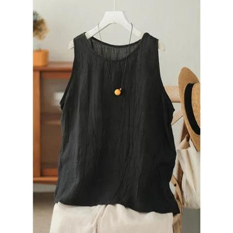 Literary and casual cotton and linen sling vest spring and summer new large size loose top inside and outside, sleeveless t-shirt women