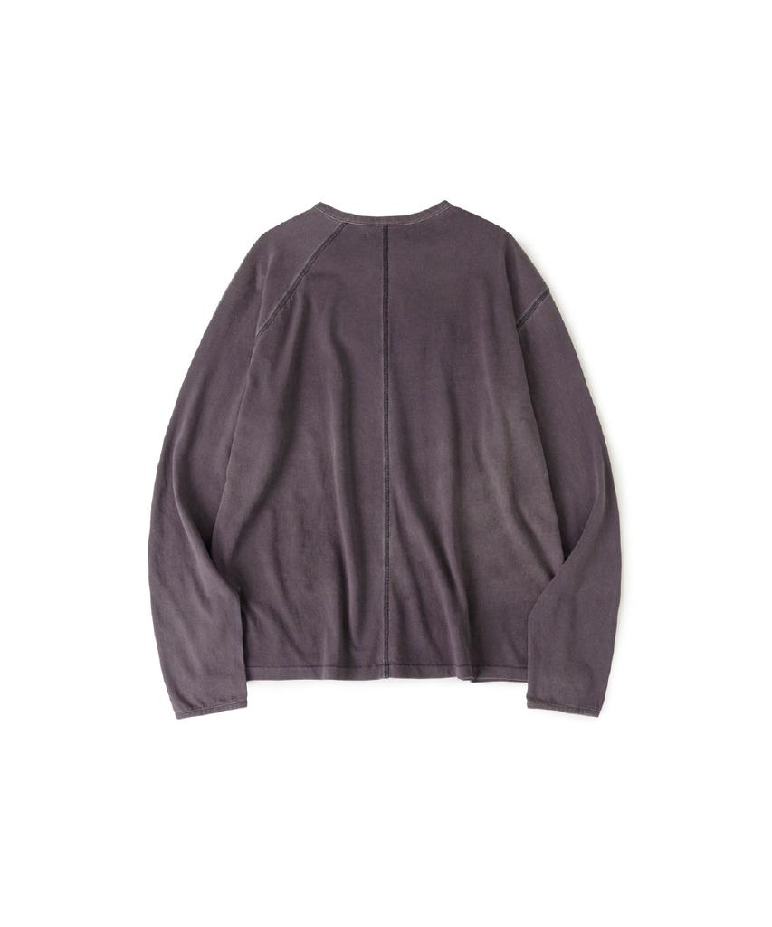 Haechinglum Double Henley Neck Tee Bleached Blue Charcoal