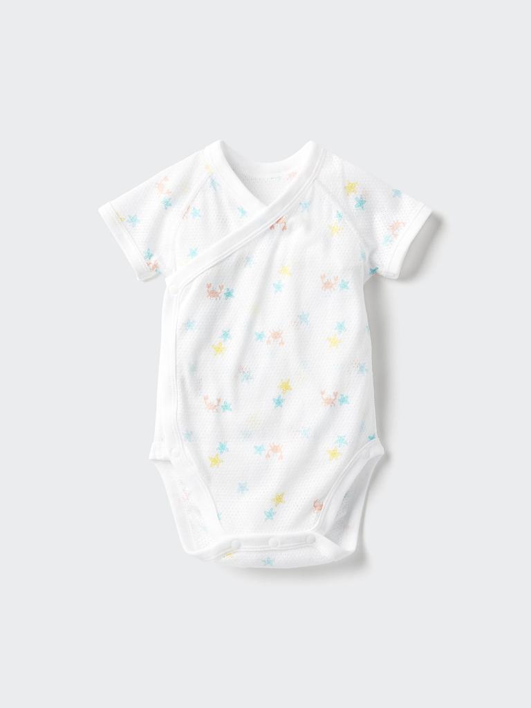 Uniqlo Japan Cotton Mesh Bodysuit Front Opening