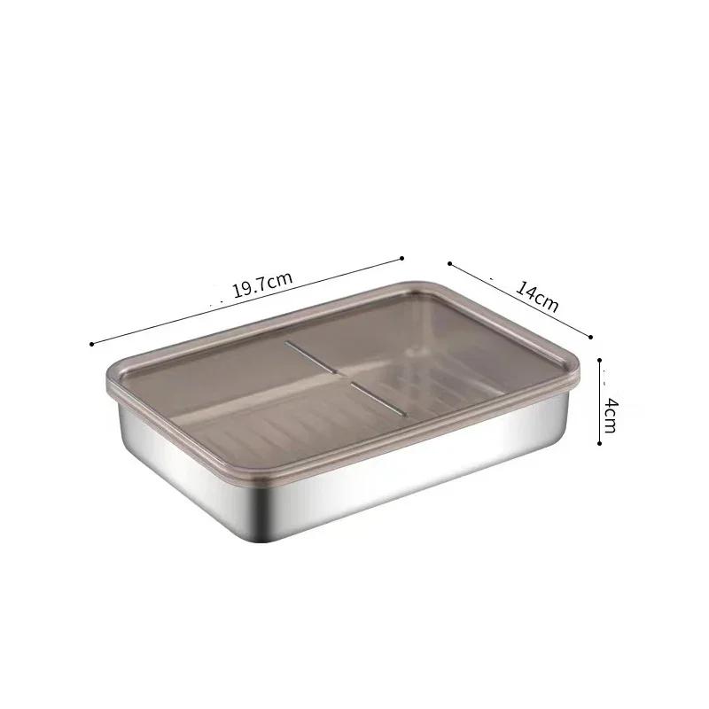 Edelstahl Kühlschrank Fleisch Aufbewahrungsbox Lebensmittel Aufbewahrungsbehälter mit Deckel Kühlschrank Organizer Behälter Küchenaufbewahrung