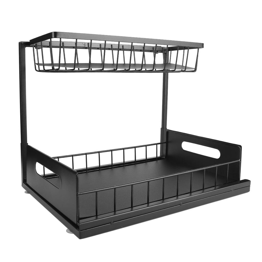 Under Sink Organizer L Shape 2 Tier Slide Out Sink Shelf for Under Kitchen Bathroom Sink Organizers