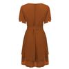Women's Fashion Casual Color Short Sleeve V-Neck Loose Waist Ruffle Dress