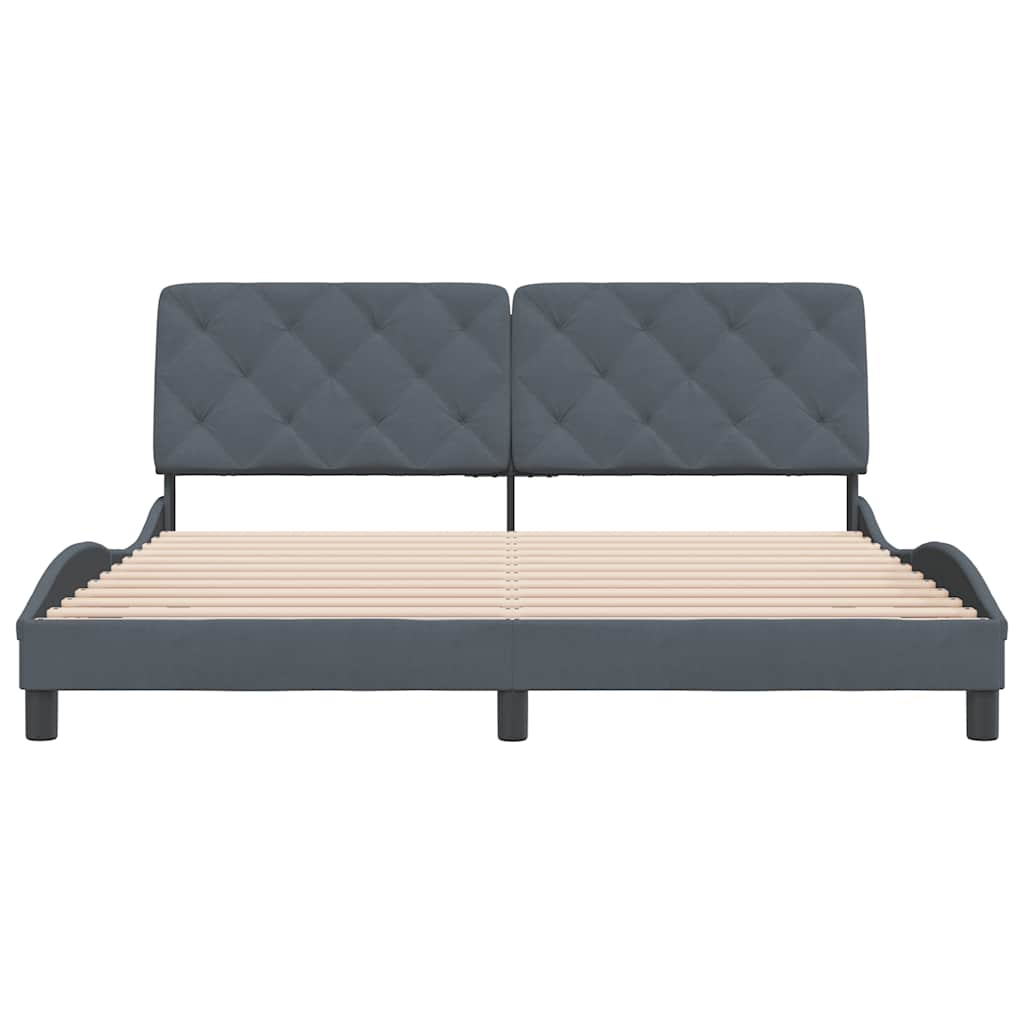 Bed Frame without Mattress Dark Grey 180 x 200 cm Velvet