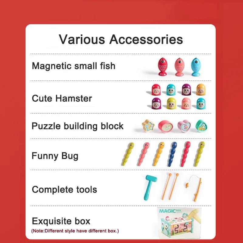 Non-Toxic 8In1 Whack-A-Mole Fishing Game Hammering Toys Montessori Fine Motor Skill Toddler Activities Baby Early Learning Educational Toy
