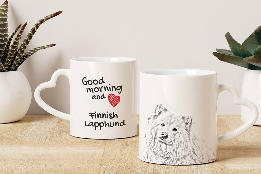 Finnish Lapphund, Finnish Lapponian Dog - Cup with a Dog, Adorable Cup with a Heart-shaped Handle, Universal Gift from the Art-Dog Brand
