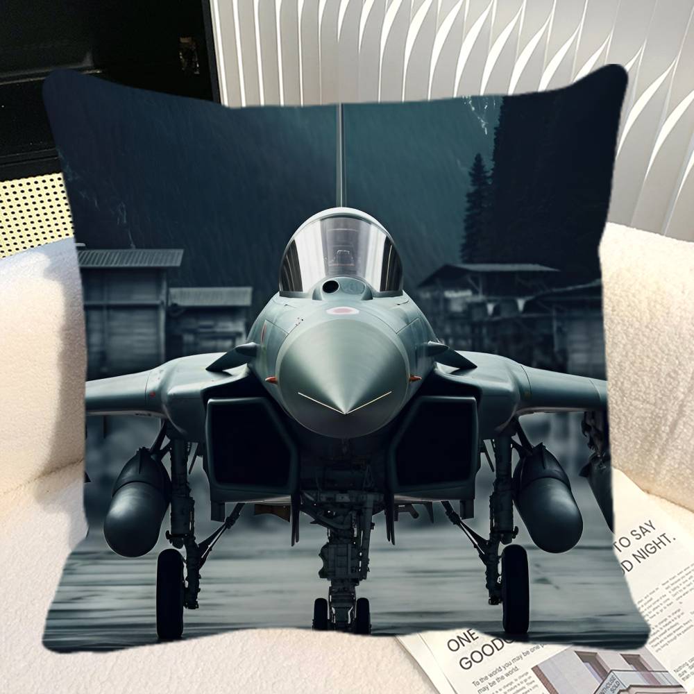 Combat Aircraft F Fighter Eurofighter Typhoon V Airplane Pillow Case Square Sofa Leisure Comfort Cushion Car Home Decoration