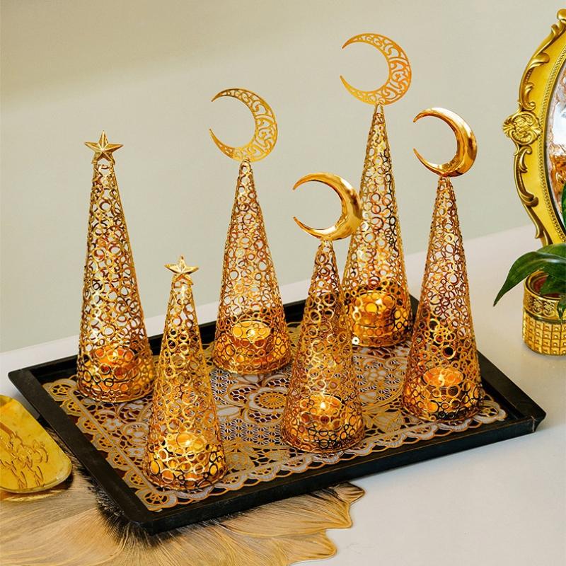 Metal Christmas Tree Candlestick Christmas Candle Cup European Wedding Decoration Tea Wax Small Round Cup Candle Holder Gift