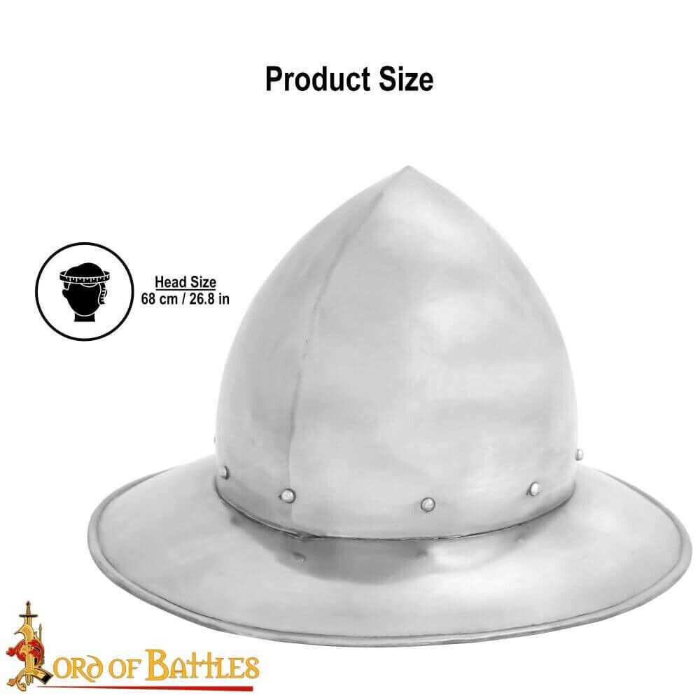 

Шлем-котелок XIV века, средневековый шлем - сталь 18 калибра для LARP и реконструкции