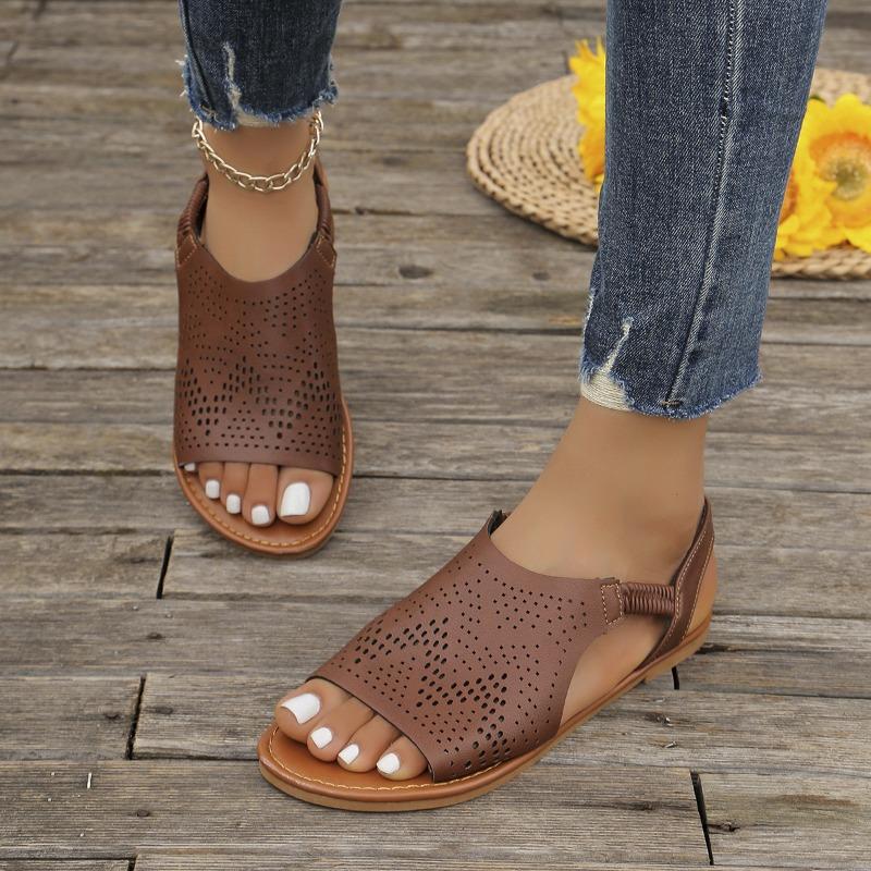 Women's Flat Sandals Women's Spring and Summer New Open Toe Fashion Beach Shoes Low Heel Comfortable Large Size Sandals