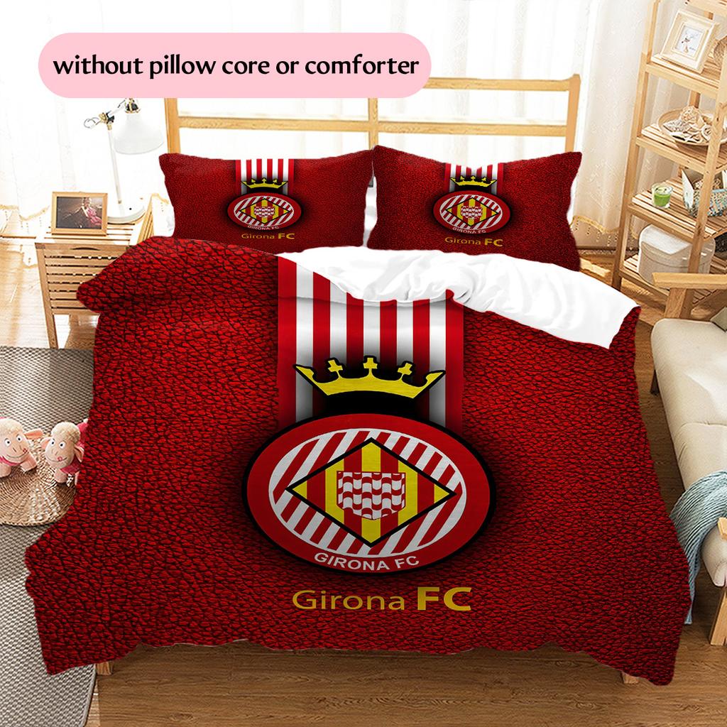Girona FC Football Club  Pattern Bedding Quilt Set  Home Decoration  Gift (1 * duvet cover + 2 * pillowcase  without core)
