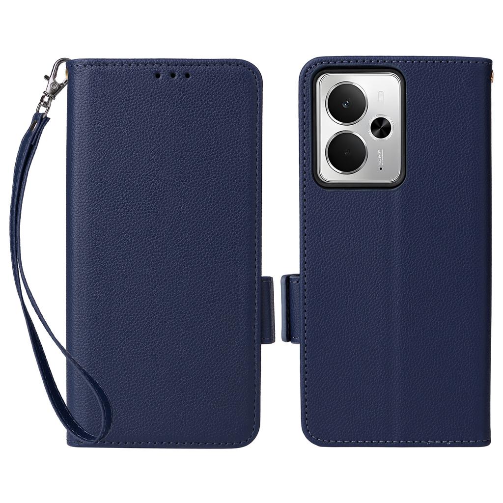 For Realme 14T 5G/14 5G Case with Wrist Strap Litchi Texture PU Leather Wallet Phone Cover