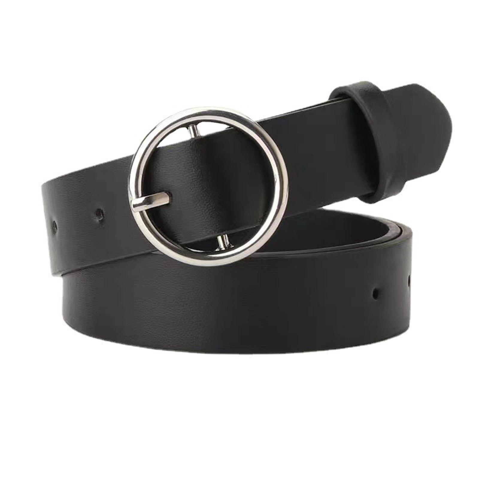 

Модный студенческий декоративный ремень с круглой пряжкой для женщин, повседневный, модный и персонализированный женский ремень. One Size чёрный