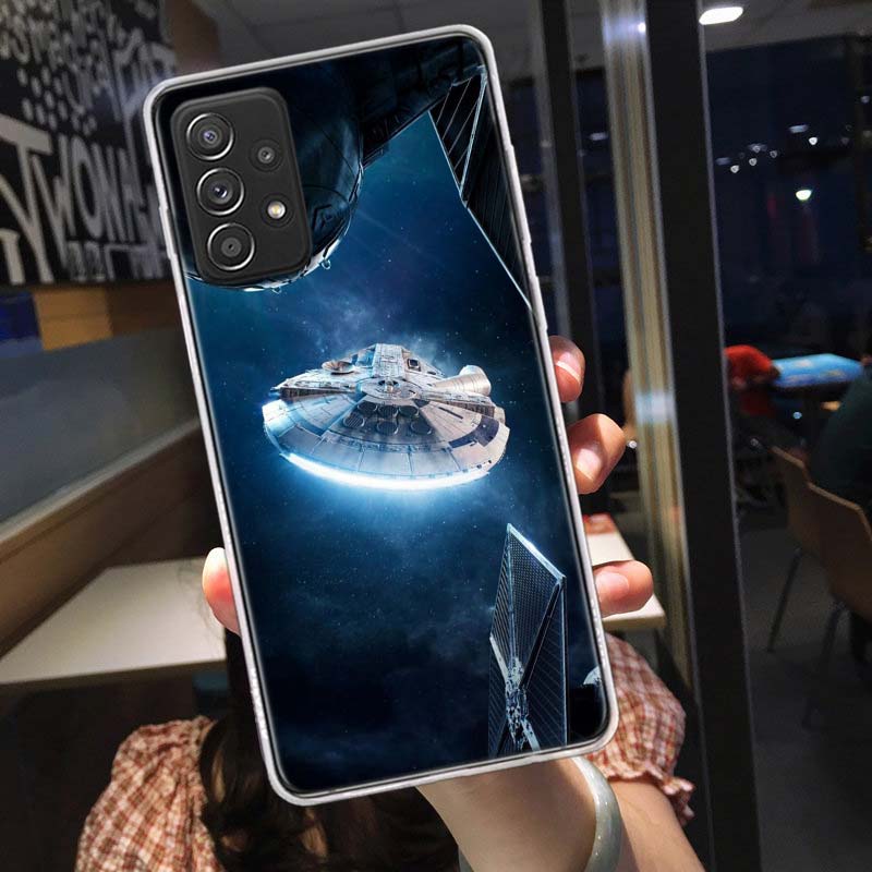 Millennium Falcon in Space Phone Case for Samsung A54 A57 A37 A17 A14 A15 A12 A24 A34 A55 A35 A25 A52S A07 A05S A04S A22 A32 A72