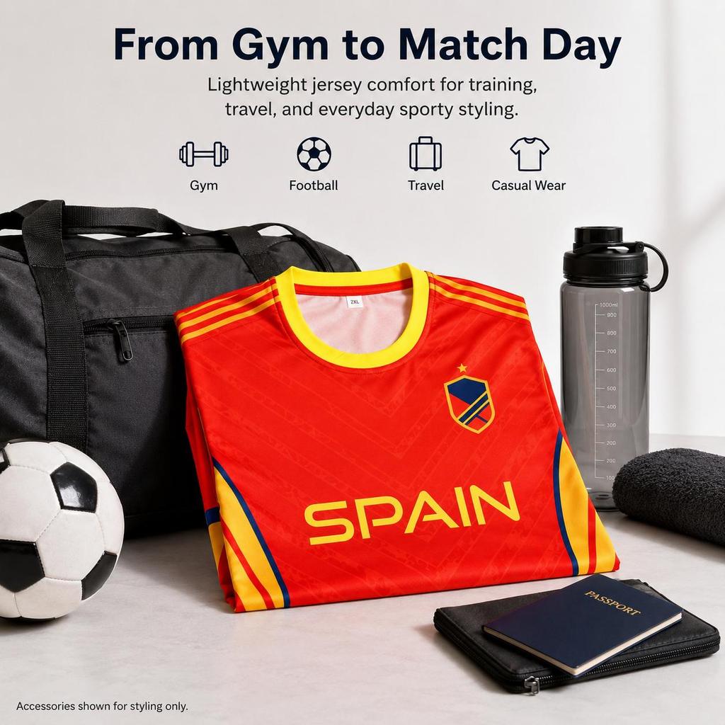 KNK Football Fan Jersey Dry-Fit National Team Colours Supporter T-Shirt Spain 2XL