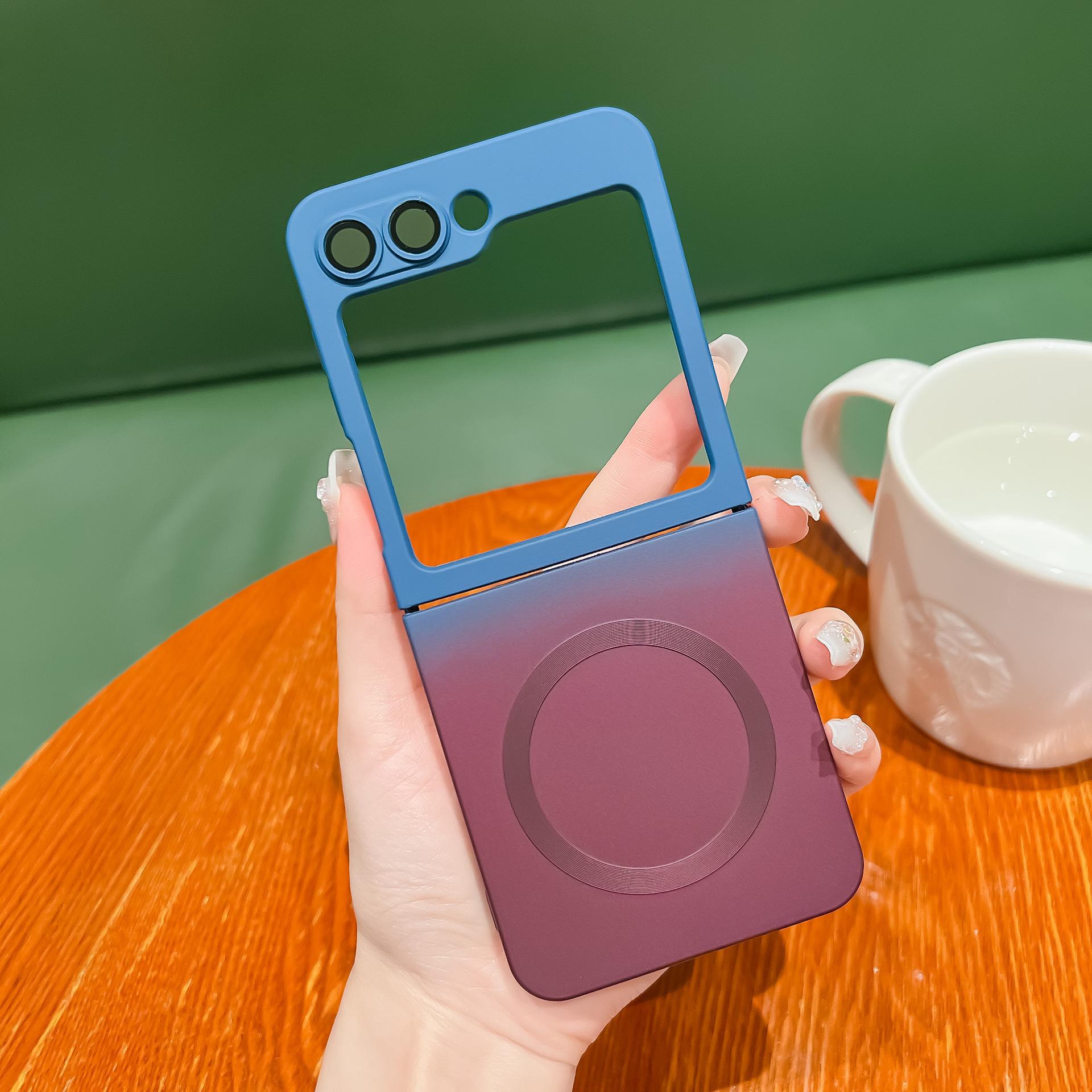 

Samsung ZFlip7 Liquid Magnetic Suction Mobile Phone Case Suitable for Flip5 Gradient Soft Shell ZFlip6 Lens Film Full Inclusive Tpu Z Flip7