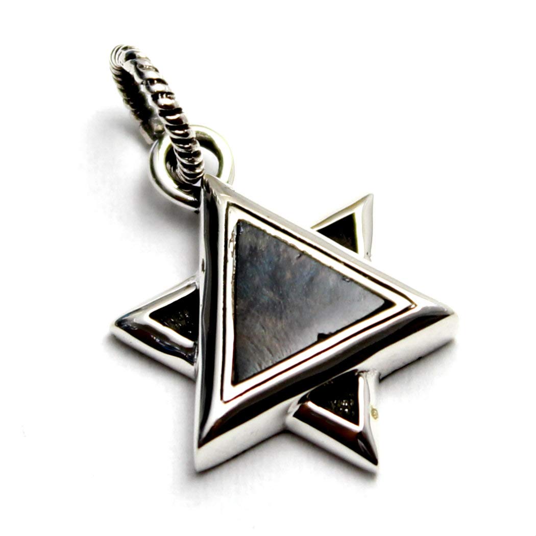 good vibrations Hexagram Star of David pendant made of natural wood and sterling silver (925).