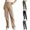 Damen lockere lässige High-Waist gerade Hosen mit sechs Taschen Cargo-Hosen
