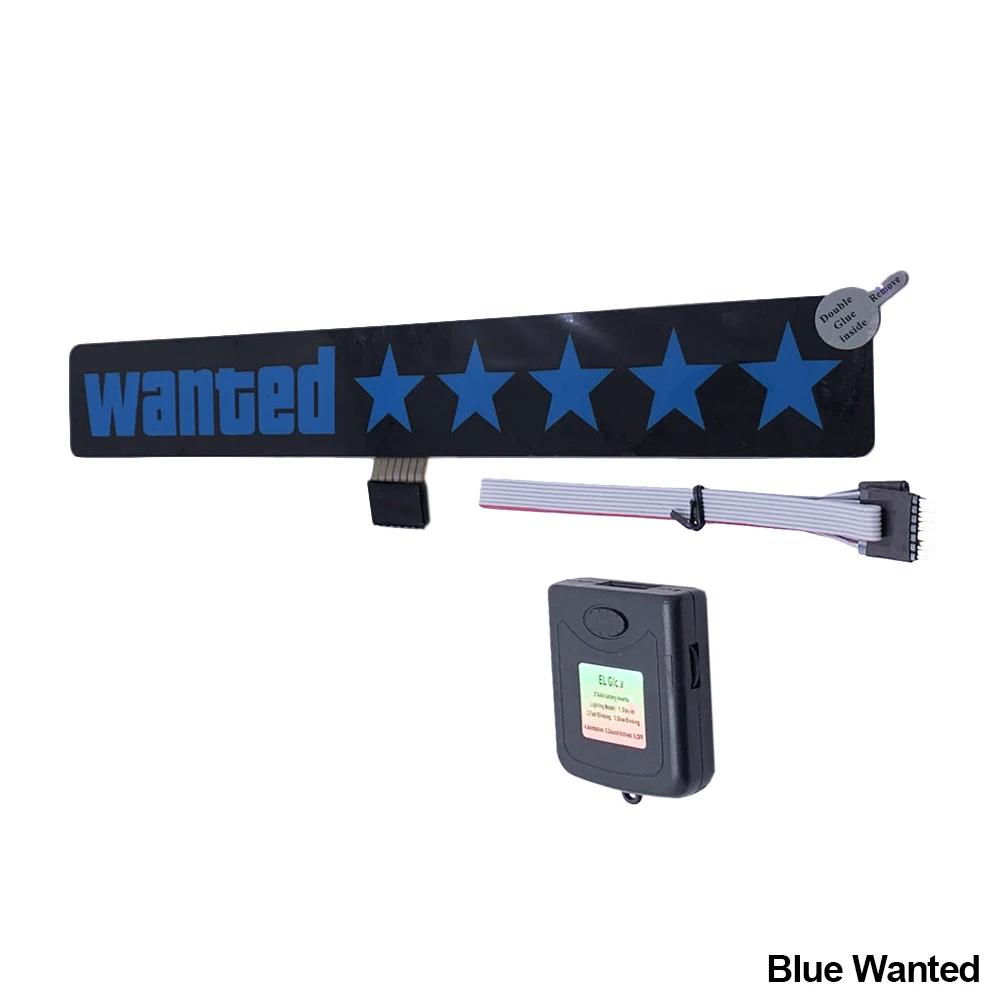 5 Stars Wanted Led Light-Emitting Window Sticker Windshield Sticker Jdm Decorative Car Accessories Light Board Without Battery