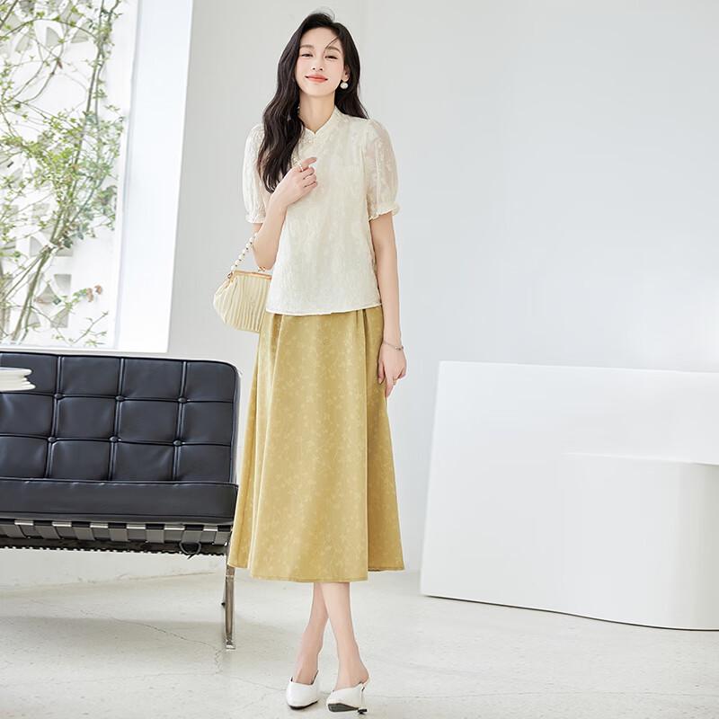 VICTORIA&VERA Women's New Chinese Style Stand Collar Short Sleeve Shirt