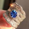 Huitan Luxury  Color Ring for Women Party Wedding Engagement Elegant Accessories Inlaid White/Blue CZ Fashion Chic Jewelry