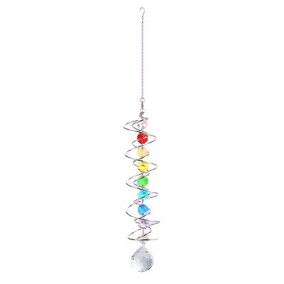 Creative 3D Crystal Rotate Sun Catcher Colorful Decorative Spinner Gazing Ball Hangings Spiral Tail Wind Spinner Garden Decor