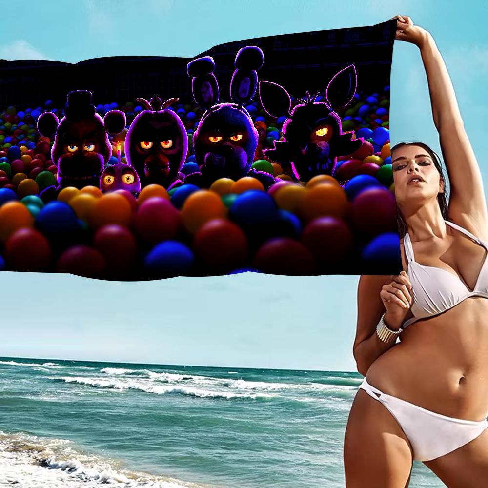 Klassisches F-FNAF Horror-Spiel Mikrofaser Bedrucktes Strandtuch Bergsteigen Yoga Strand Schwimmen Laufen Saugfähiges Weiches Handtuch