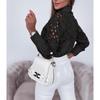 Women's Casual Long Sleeve Polo Top Solid Color Print Blouse Spring Fall Fashion Shirt