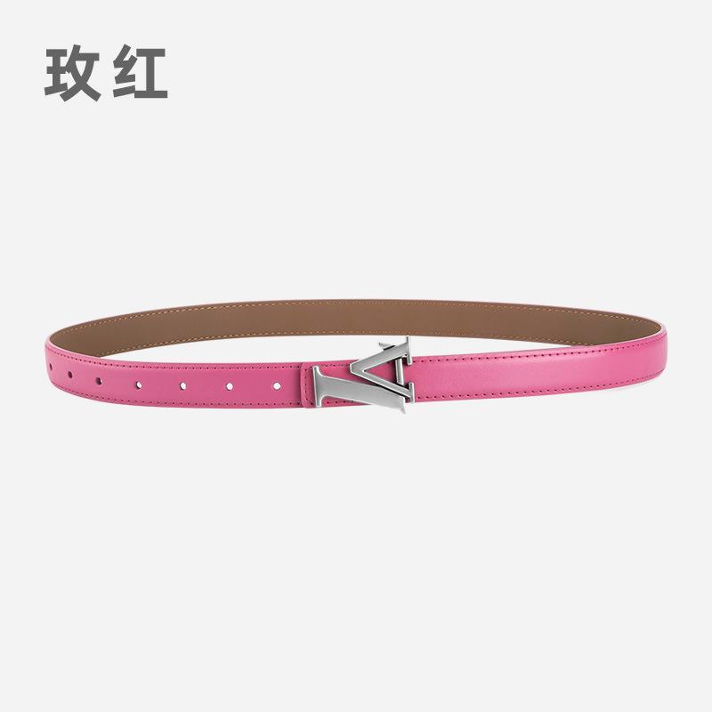 Alloy Alphabet Board Buckle Leather Belt Women'S Premium Pants Belt Women'S
