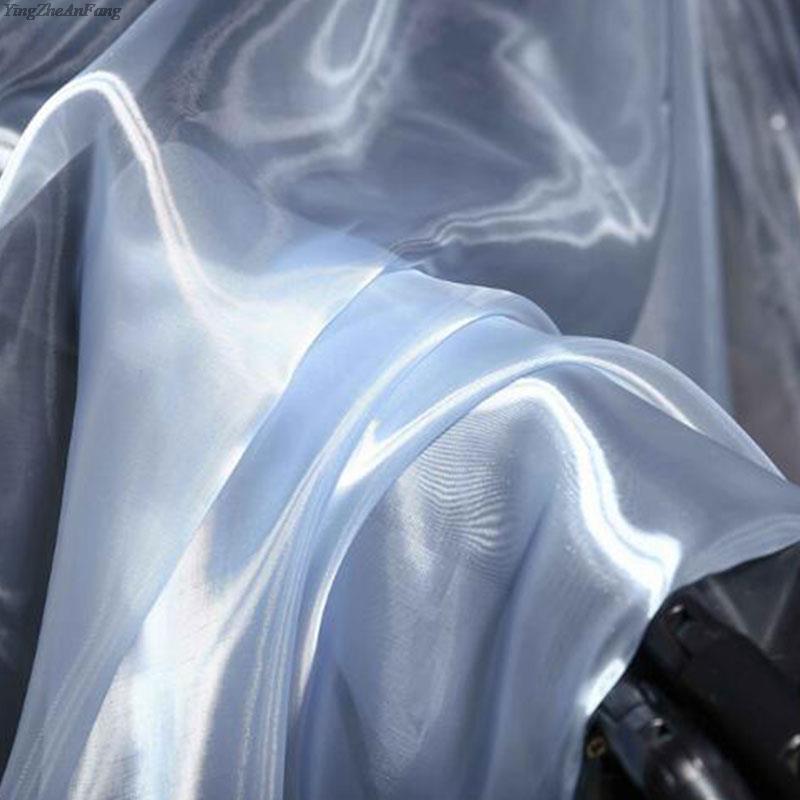 Perspective Crystal Satin Fabric Floating Liquid Silky Metal Touch Stiff Fashion Designer Fabric For Sewing Dress Hanfu Material