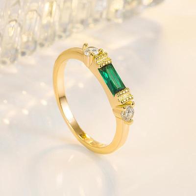 Bague élégante en cristal bleu émeraude et zircon – Style européen et américain pour femme