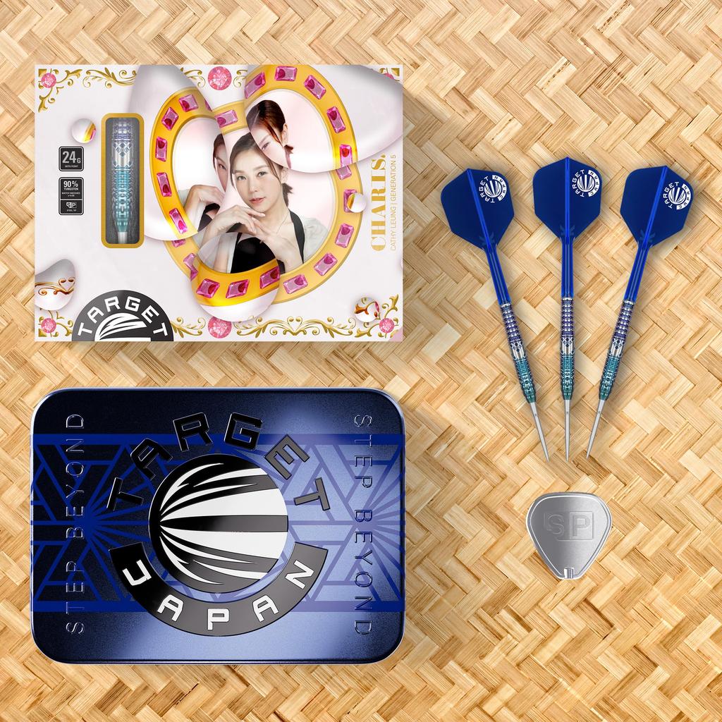Target Japan CHARIS G5 Cathy Leung Player Tungsten Steel Tip Darts 6 Flights and SWISS SILVER NANO POINT 30mm 90% K-Flex Set, 22G, No. Shape, Shafts,