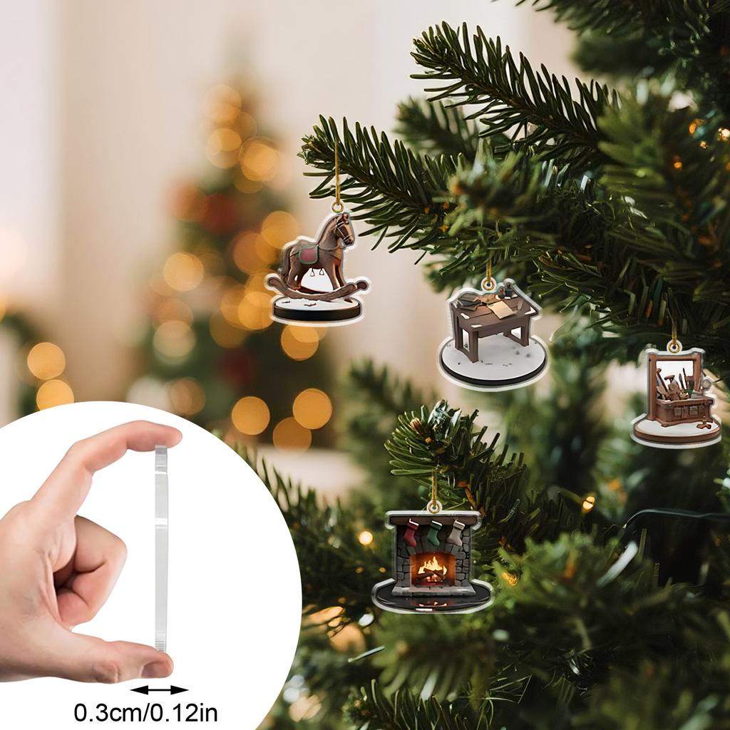 2D Flat Acrylic Mystery Box 24pcs Pendant With Airplane Box Funny Christmas Countdown Calendar