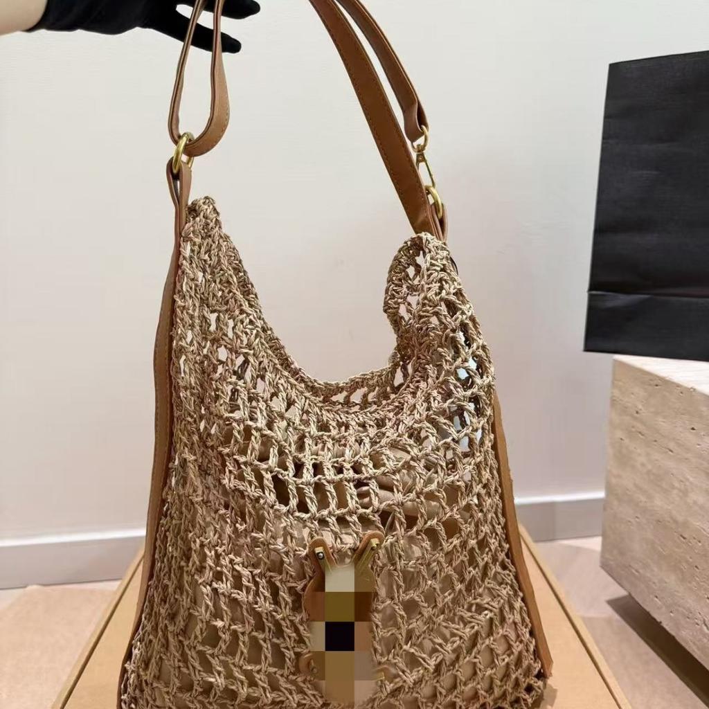New Seaside Vacation Large-capacity Straw Woven Bag Women's Fashion Raffia Beach Bag Hollow Versatile Woven Bag