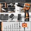 Brushless Electric Drill with Lithium Battery - Compact Rechargeable Impact Tool & Screwdriver