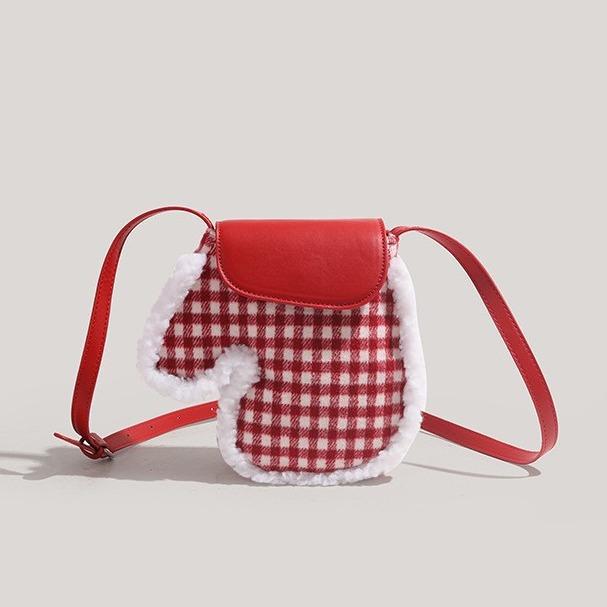 

Autumn and winter bags women s new Christmas plaid gloves bag niche mobile phone bag commuter shoulder messenger bag красный