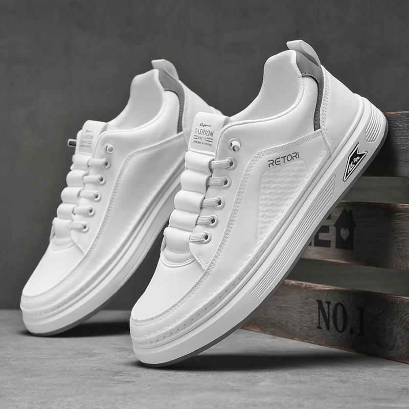 

Fashion Men Sneakers New Men s Shoes Lightweight Leather Cover Platform Anti Slip Wear Resistant Casual Fashion Versatile Board Shoes 39 белый