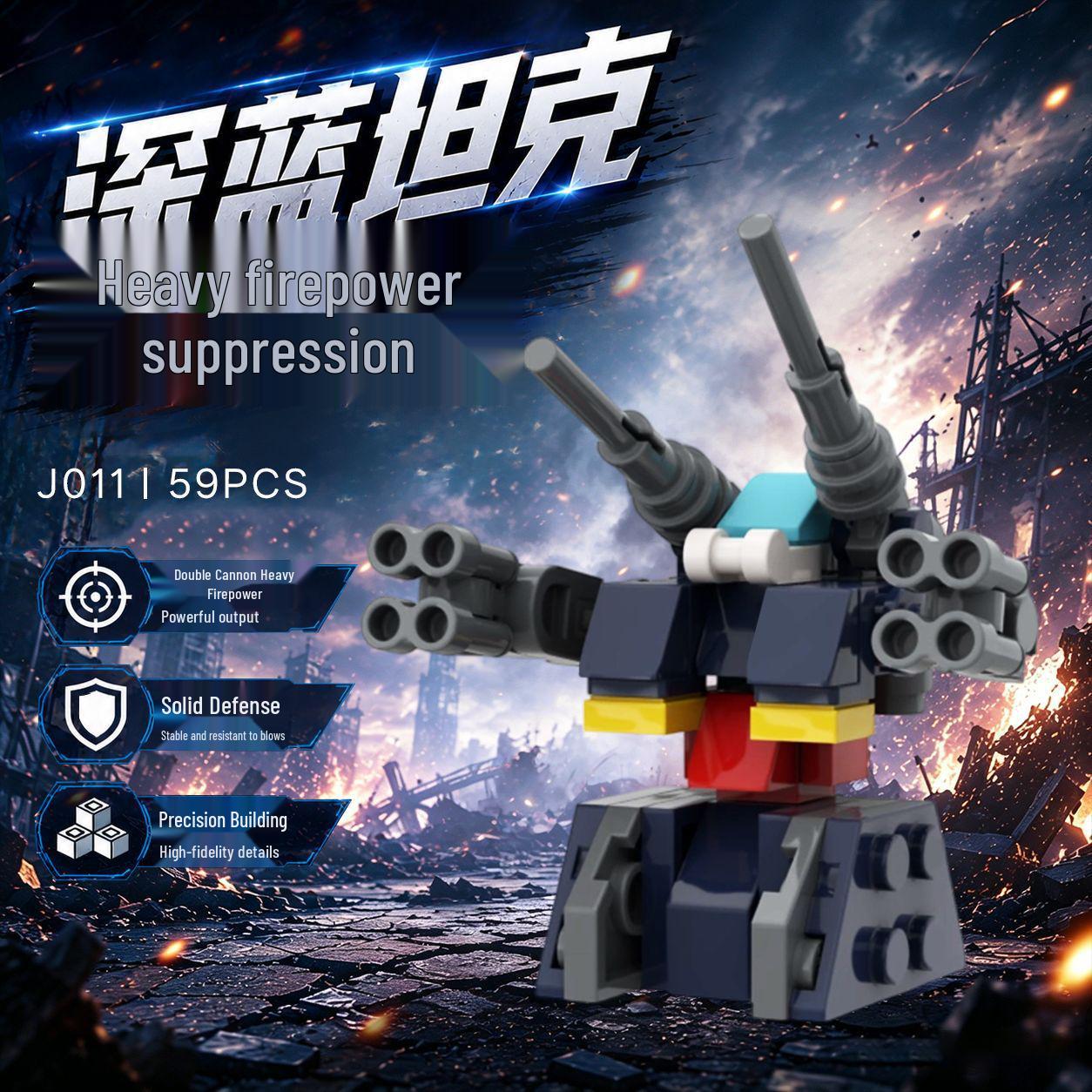 Red Flame Transforming Robot Laser Cannon Building Blocks Educational Toy