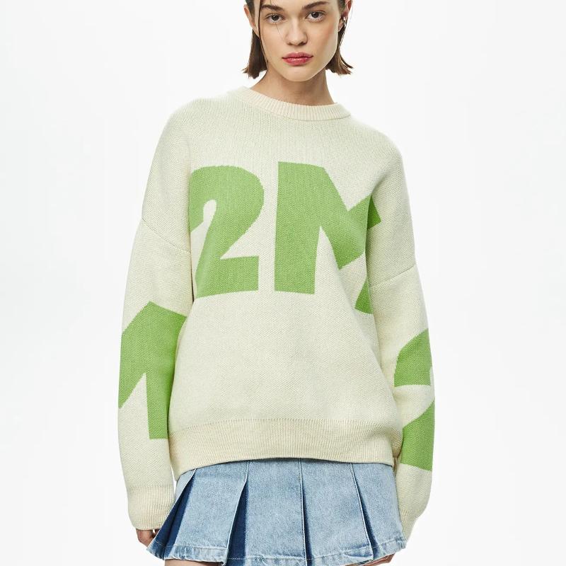 

Женский зимний свитер большого размера с надписью «Письмо», женский повседневный вязаный свободный свитер с круглым вырезом и надписью «Письмо», зеленый свитер XS зелёный