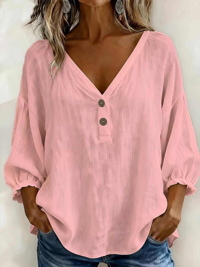 1116 European and American summer casual V-neck loose seven-quarter-sleeved T-shirt top