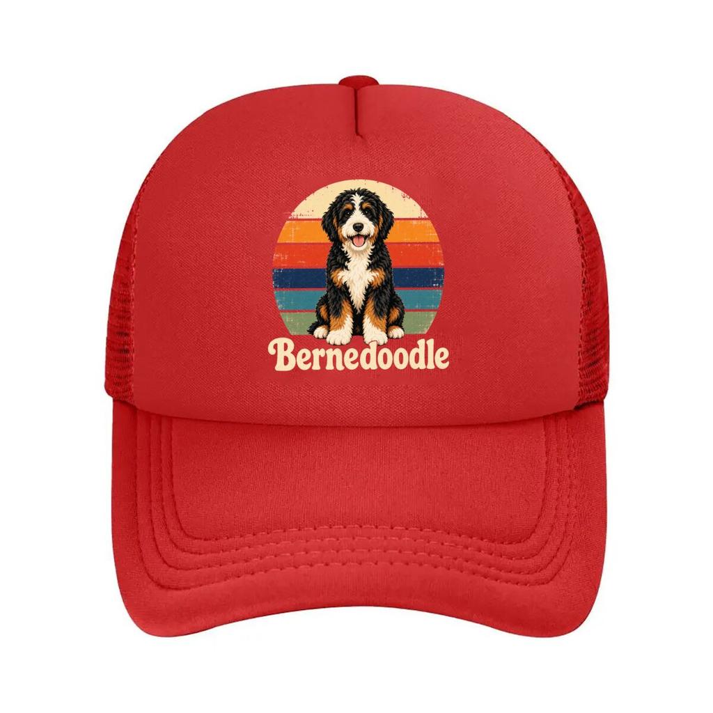 Vintage Bernedoodle Sunset Stripe Po Mesh Baseball Cap For Womens Unisex FeUnisex Beach Dad Hat Hip Hop