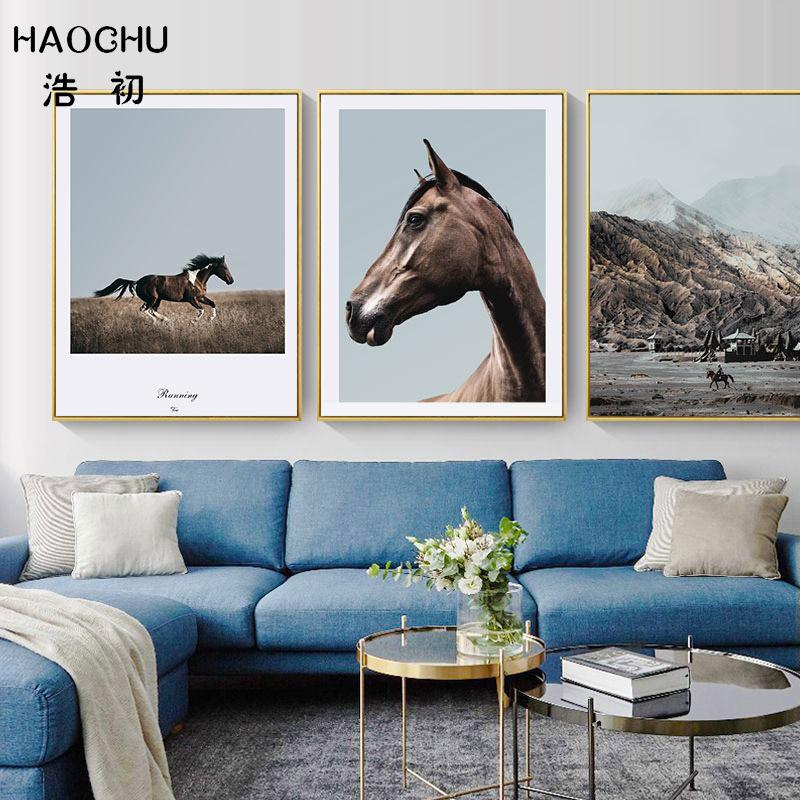 HAOCHU Shakespeare Sonett Grasland Running Horse Western Grasland Landschaft Landschaft Leinwand Malerei Für Wohnzimmer Kunst Poster
