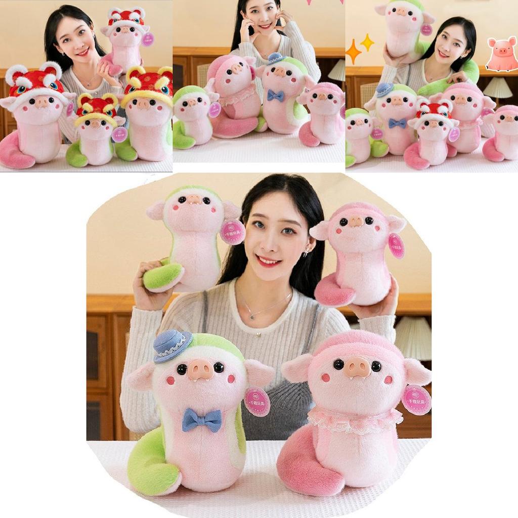 Adorable Plush Snake Toy For Children With Soft Pp Cotton Filling In Pink And Green