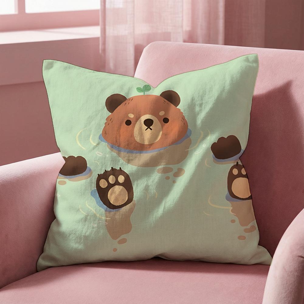 Animal Cute Little Bear Cushion Cover MultiScene Pillow Cover for Home  Car  Reversible Soft  Durable for Daily Use