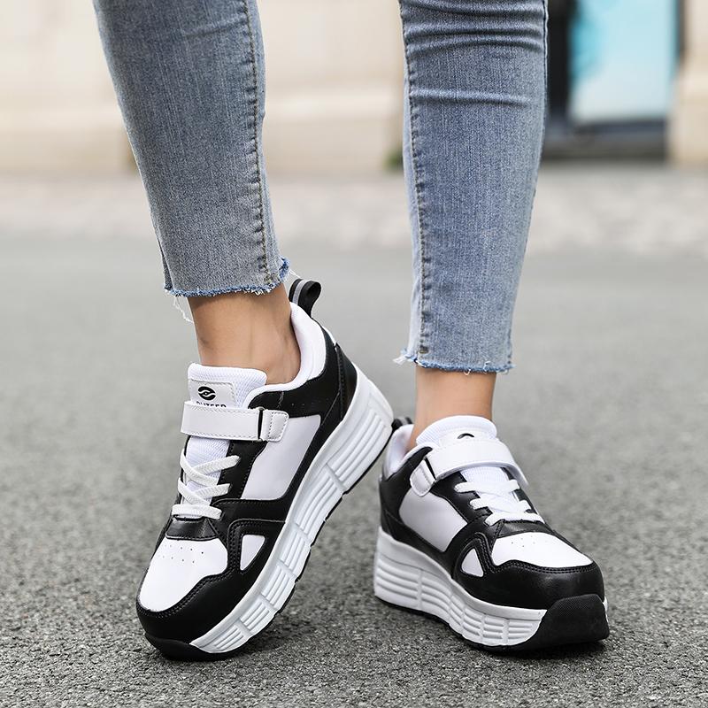 Boy's Plus Size Fashionable Thick Soled Roller Skates Girl's Wheeled Sports Shoes Outdoor Sneaker
