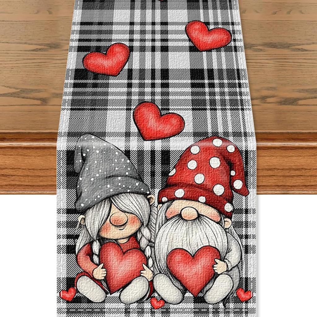 Pumpkin Buffalo Plaid Fall Table Runner, Fall Maple Leaves Kitchen Dining Table Runner Decoration for Thanksgiving Party Decor 13x72 Inch