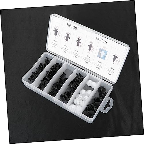 GRIRIW 50pcs Car Bumper Push Fasteners Anti-Rust Mudguard Fastener Rivets Black White for Car Accessories
