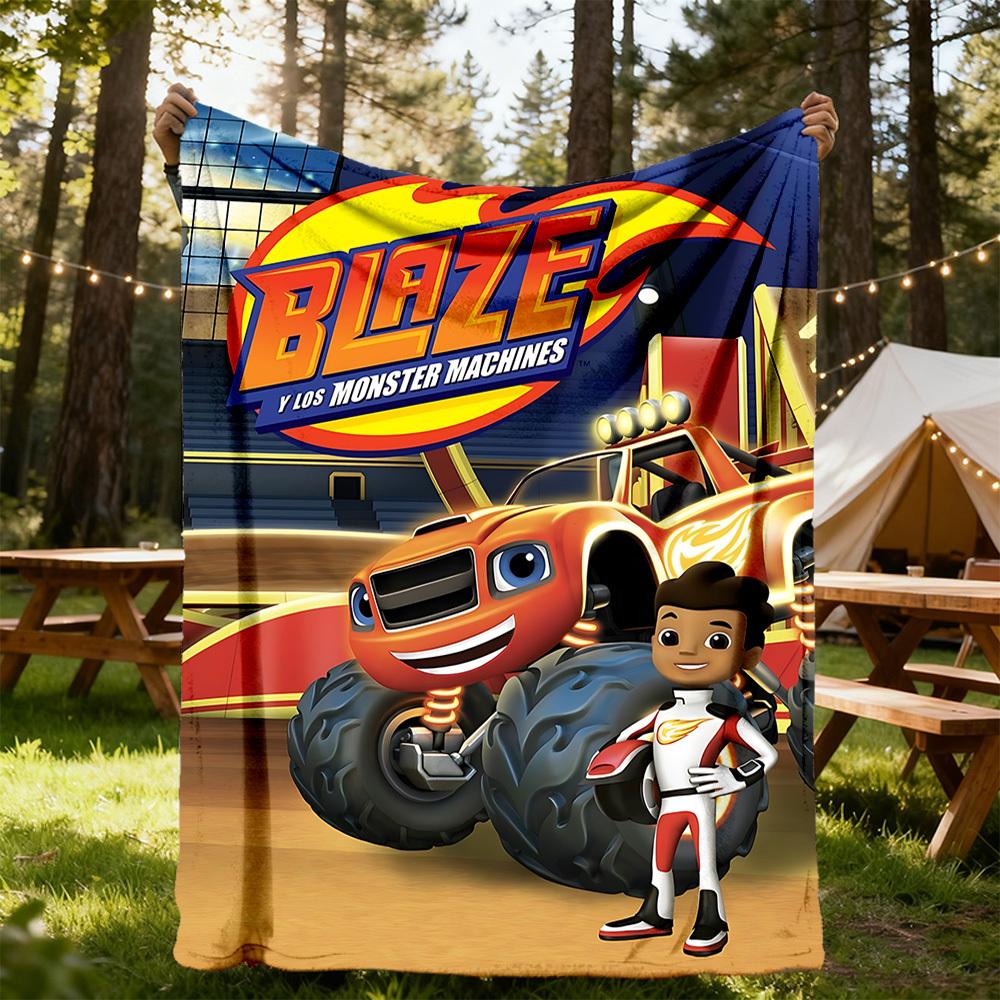 1pc Monster Machines Blaze Outdoor Blanket Lightweight Flannel, Soft & Warm, All-Season Use for Sofa, Outdoor, Camping, Living Room, Office062